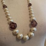 Women’s Statement Beaded Necklace Faux Pearl / Purple Bead Photo 1