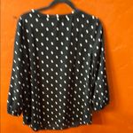 Talbots Black Mandarin Collar Blouse with Polka Dots Photo 1