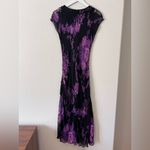 Temptation Black Purple Floral Fringe Dress Midi Medium Photo 1