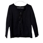 Talbots  Women Size Medium Full Zip Ruffle Cardigan Sweater Cotton Blend Office Photo 0