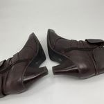 st. john's bay Womens 9M Brown Leather Ankle Boots Stacked Heel & Buckle Details Photo 7