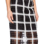 Milly  Embroidered Organza Black & White Midi Skirt size 6 Photo 0