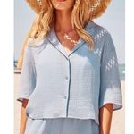 ANDIE Swim the Margarita Button Up Shirt in Mist Blue XS NWT Photo 1