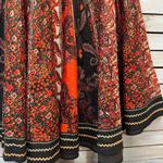 Vintage Mix Nouveau 100% Cotton Boho Patchwork Paisley Midi Skirt Red Black M Orange Size M Photo 4