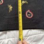 Vintage 80s 90s Womens Size Medium Black Floral Sweater Holiday Fall V Neck Photo 5