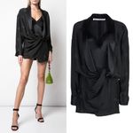 Alexander Wang Black Silk Logo Kimono Romper Photo 1