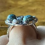 White Buffalo Blue Turquoise Sterling Silver Forest Ring Size 6 Photo 1