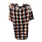 Hayden LA Large Dress Western Rust Red Blue Plaid Flannel Lace Up 3/4 Sleeves Photo 1