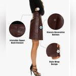 Ginasy High Waisted Faux Leather Skirt Wrap Pleather Mini A Line Maroon L NWT Red Size L Photo 2
