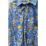 Talbots  Women’s Sz L Classic Button Shirt Botanical Blue Sunflower Spring Photo 12