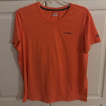 Merrell Women Orange Striped V Neck Athletic T Shirt Top Size L Photo 0