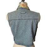 Moda Intl Denim Cropped Western Vest w/ Floral Lining Size Small Blue Photo 2