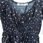Liberty Love Black Smocked Dress Sz M Tiered Ditsy Flowers Balloon Sleeves Boho Photo 3