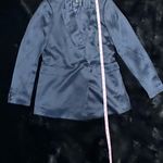 House of Harlow 1960 Navy Blue Satin Double Long Sleeve Breasted Blazer Photo 2