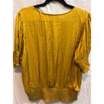 Catherine Malandrino  Yellow Gold V Neck Smocked Waist 3/4 Sleeve Blouse Top XL Photo 4