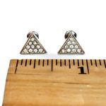 Sam Edelman NEW - Classic Silver Triangle Stud Earrings w Sparkling Pave Crystals Photo 1