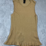 DD Collection Womens Cashmere Blend Sleeveless Ruffle Hem Knit Tank‎ Top Large Tan Photo 0
