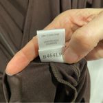 BCBGMAXAZRIA Y2K BCBG chocolate brown soft stretchy faux wrap top open peek back Photo 7