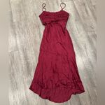 ASTR  Burgundy Satin Midi Dress Photo 2