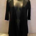 Rue 21 Women's Black Open Front Cardigan Small Studded Shoulder Lightweight Photo 8