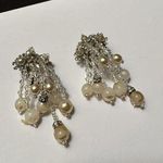 Rhinestone & Bead Beaded Dangles Clip On Earrings Photo 0
