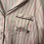 Victoria's Secret  Satin Long Pajama Set Pink Iconic Stripe Size Small Photo 2