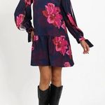 Adelyn Rae  satin dress floral print, split long sleeve, size XL NWOT Photo 0