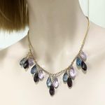 Purple Lavender Iridescent Teardrop Crystal Glass Beaded Chain Necklace Photo 3