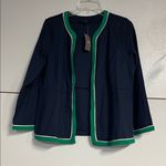J.Jill WEAREVER DOUBLE FACE JERSEY JACKET CONTRAST TRIM NEW NAVY GREEN MEDIUM Photo 2