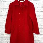 Sandro  Red Textured Double Breasted Wool Blend Peacoat Size 10 Midi Photo 0