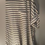 Umgee  oversized striped pocket high low tee rolled sleeves grey and Cream XL #72 Photo 1