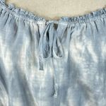 Lucky Brand Large Cropped Top Tassels Ruffled Neck Puff Sleeves Tie-Dye Blue Photo 5