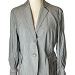 Akris Punto Black And White Striped Cotton Blend Buckle Cuff Blazer Size 8 Photo 0