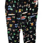 Old Navy NEW Cozy Flannel Pajama Pants XXL Winter Village Holiday Print Black Photo 0