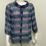 Modcloth  sheer navy button down ballerina blouse Photo 4