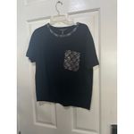 BCBGMAXAZRIA Women's Black Short Sleeve Studded Pocket Sweater Top Size Large Photo 3