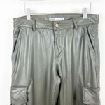 ZARA  Faux Leather High Waist Wide Leg Cargo Pants 6 Green Photo 3