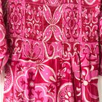 Olivia James The Label Pink Bridget Midi Smocked Puff Sleeve Dress Tile Boho XS Photo 10