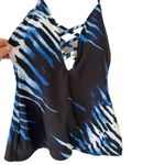 Rachel Roy Rachael Roy Black Blue Lace Up Tankini Swimsuit Top Size Small Photo 3