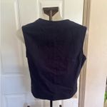 Good Luck Gem Med Solid Navy Blue sleeveless bows/snap vest top Photo 1