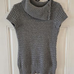 No Boundaries  Gray Knit Sweater Top M (7-9) Short Sleeve Cowl Neck Button Detail Photo 0