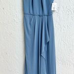 David's Bridal David’s Bridal High neck chiffon bridesmaid dress maxi steel blue 2 new Photo 3