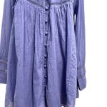 Free People Embroidered Bohemian Western Babydoll Mini Dress Lilac Purple Small Photo 4