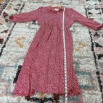 Vintage red leaf button up house dress Size M Photo 8
