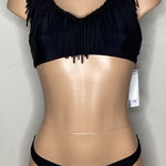 PilyQ New. PQ black fringe teeny bikini. D-cup/medium. Retails $172 Photo 0