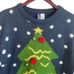 DIVIDED Christmas Women Sweater S Crew Neck Long Sleeve Jingle‎ Bell Novelty Blue Photo 6