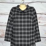 Talbots NWT Size M Black & White Tartan Plaid Flannel Mock Neckline Shift Dress Photo 1