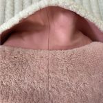 In See Pink and White Teddy Sherpa Jacket with Leather Accents Size 38 Photo 5
