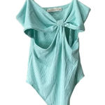 O. Vianca Mint Green Twist Front Cut Out Body Suit - medium Photo 0