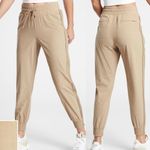 Athleta Brooklyn Textured Jogger Pants: Windowpane Silt Taupe Tan Photo 4